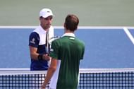 Daniil Medvedev and Roberto Bautista Agut after their match at the Cincinnati Masters